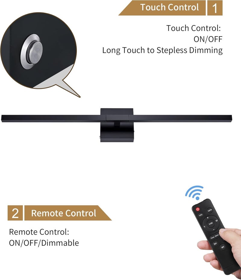 Rayogale 8000mAh Battery Operated Wall Sconce with Remote Control, 3000K-6000K Dimmable Black Wireless Rechargeable Wall Sconces Set of Two with Timer Function for Living Room, Bedroom, Stairwell, TV 24 Inch - Image 5
